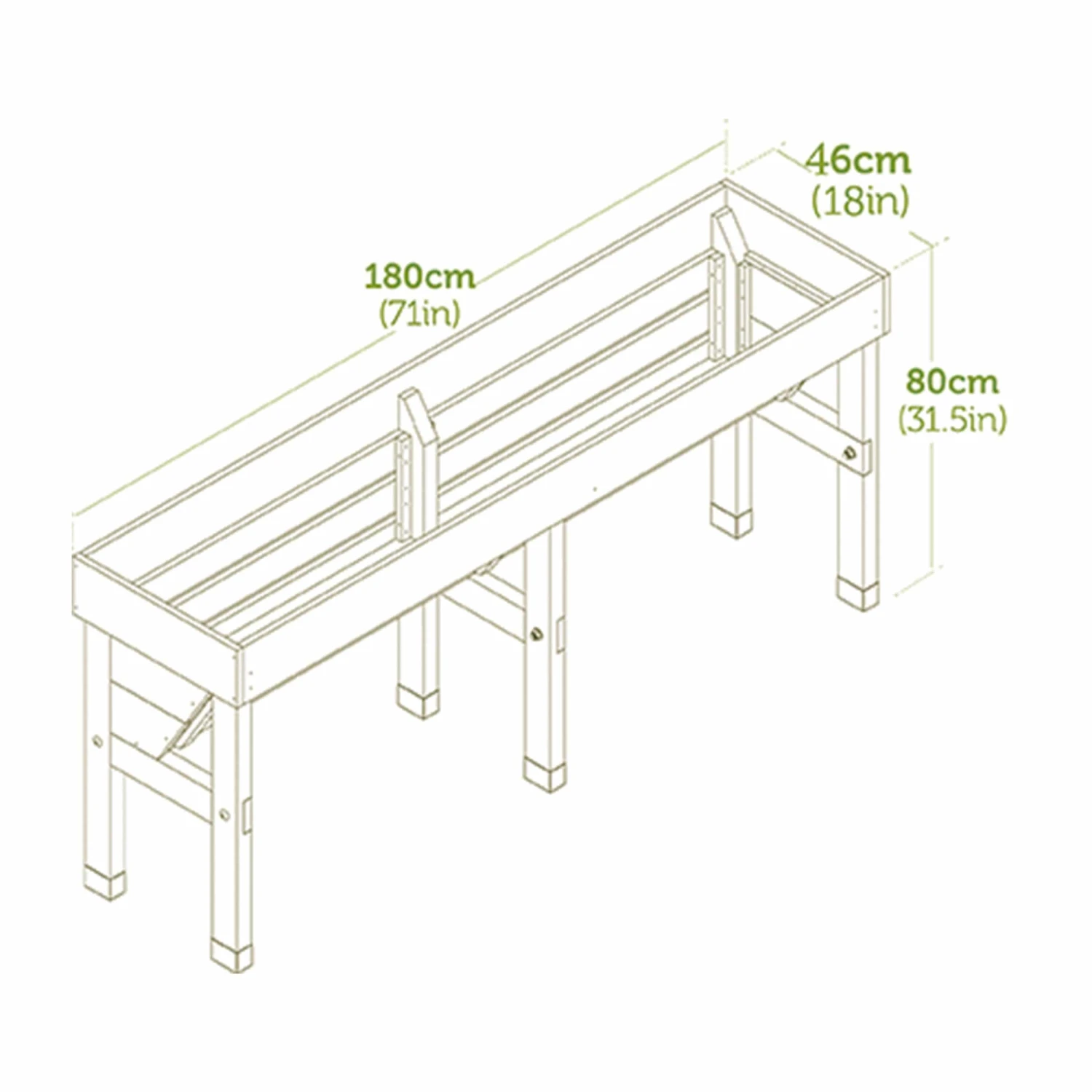 Balkon-Hochbeet VegTrug Wall Hugger Medium L180cm Natur – Bild 2