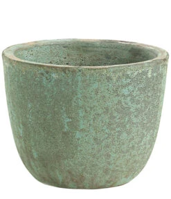 Dehner Keramik-Topf Rhodos, Rund, Blau-grün