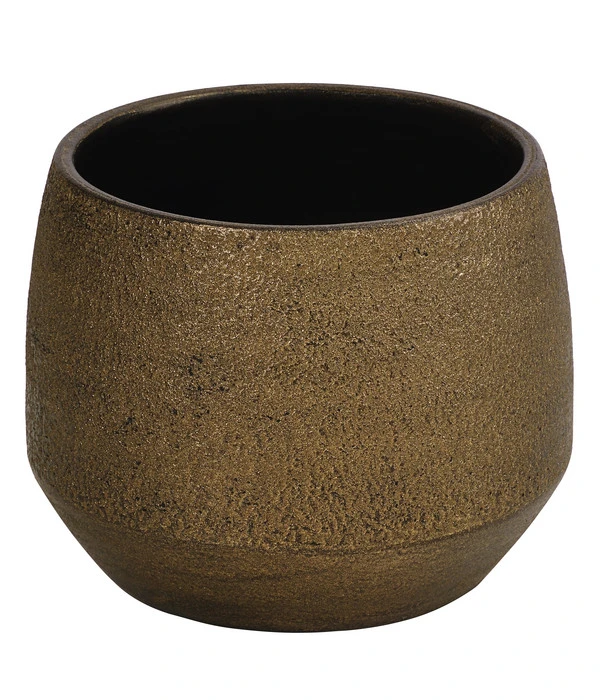 Dehner Keramik-Übertopf Mathea, Bauchig, Gold/braun