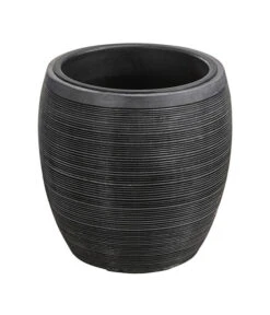 Dehner Polystone-Topf Singapur, Rund, Anthrazit