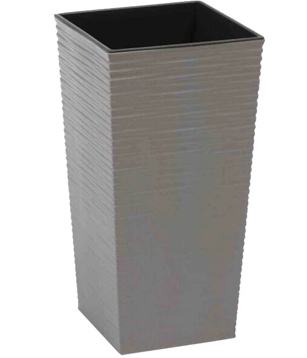 Siena Garden Kunststoff-Topf ECO Nizza, Konisch, Grau, Ca. B25/H46,5/T25 Cm, 2er-Set – Bild 2